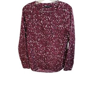 Banana Republic Long Sleeve Button Down Shirt Animal Print Maroon M contemporary